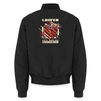 Laufen ist mein Lebenselixier - Unisex Bomberjacke - Schwarz - Hinten - AI Model Male 185 light (185cm)