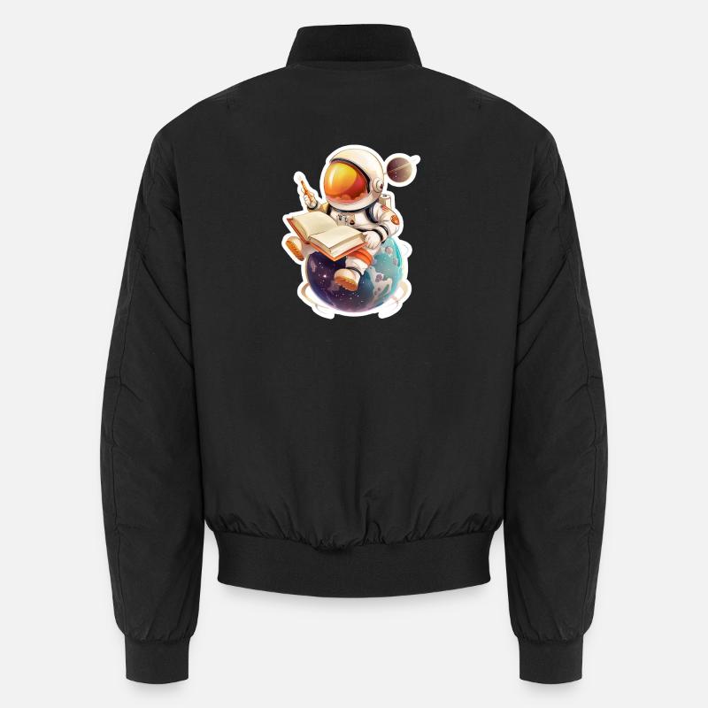 Astronaut liest sein Tagebuch auf einem Planeten Unisex Bomberjacke