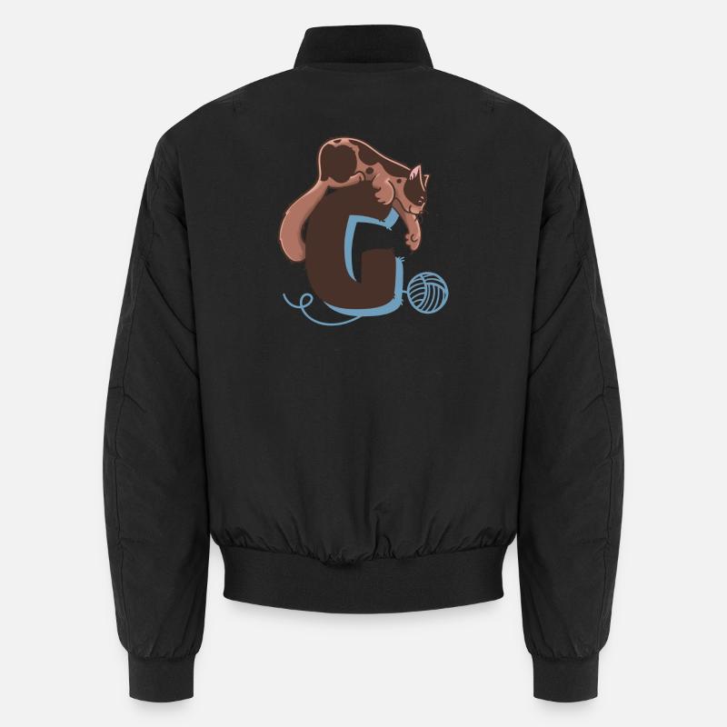 Cat Letter G - Unisex Bomber Jacket - black