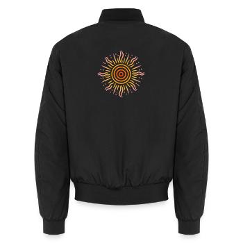 soleil motifs tribal jaune rouge rose - Bomber unisexe - noir - Dos - AI Model Male 185 light (185cm)