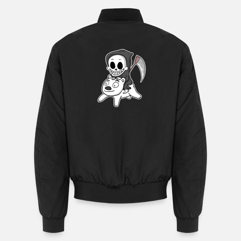 Grim Reaper Polar Bear Motif Unisex Bomber Jacket