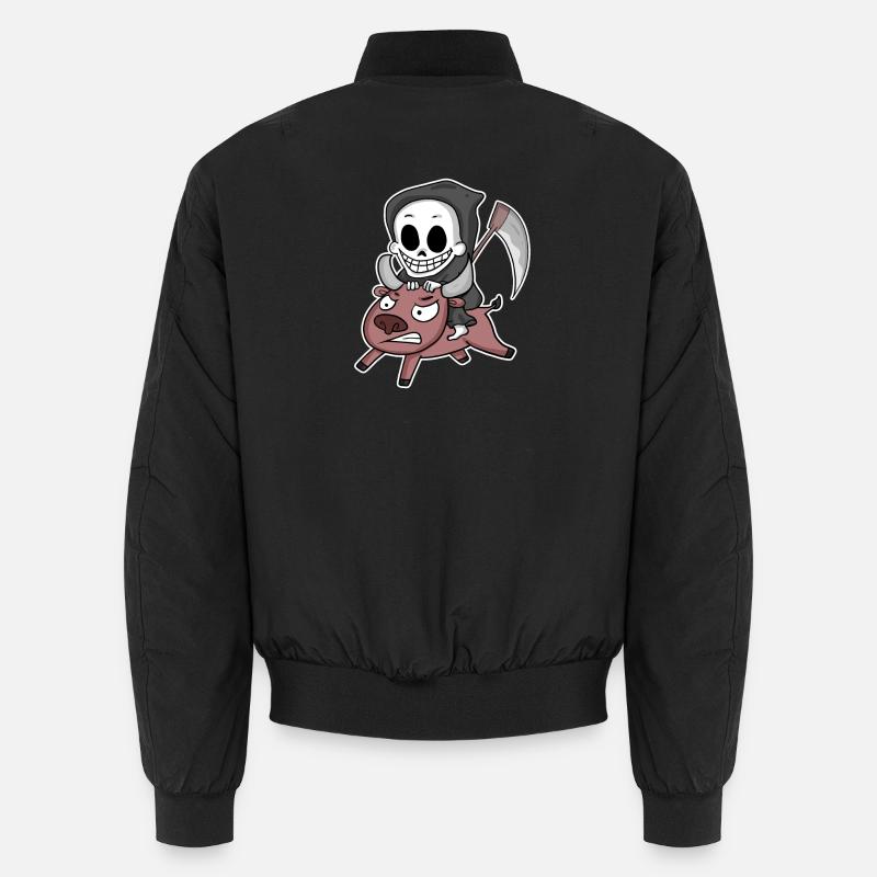Grim Reaper Cow Motif - Unisex Bomber Jacket - black