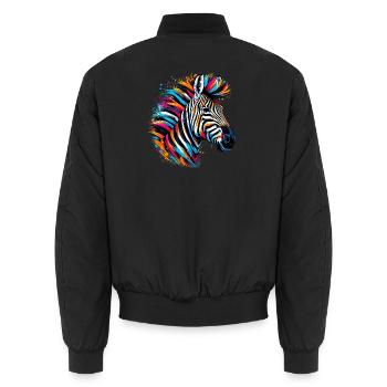 Zebra - Unisex Bomberjacke - Schwarz - Hinten - AI Model Male 185 light (185cm)