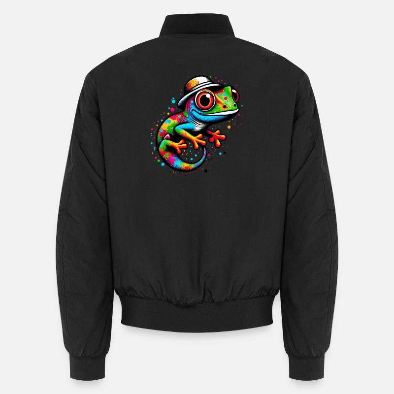 Gecko mit Hut-Sombrero-Mütze Unisex Bomberjacke