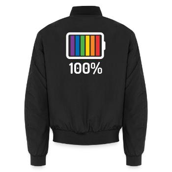 LGBT Pride Monat - 100% queer - Unisex Bomberjacke - Schwarz - Hinten - AI Model Male 185 light (185cm)