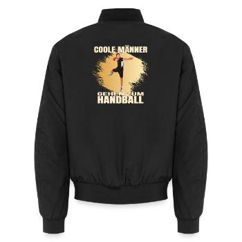 Coole Männer gehen zum Handball - Unisex Bomberjacke - Schwarz - Hinten - AI Model Male 185 light (185cm)
