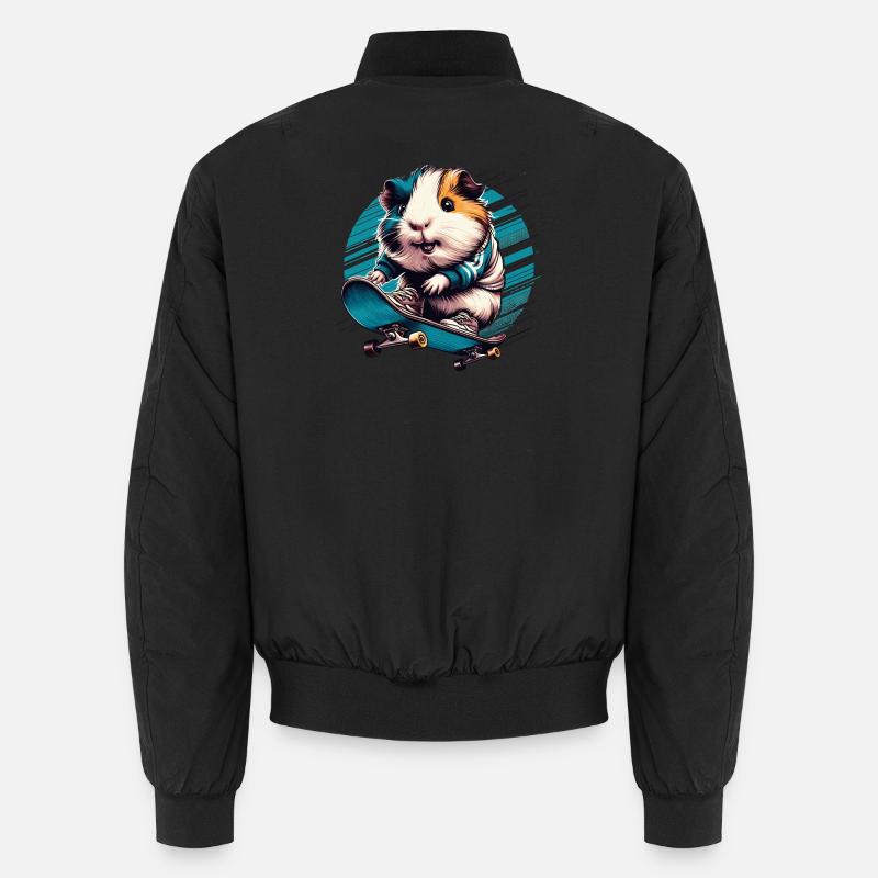 Cool guinea pig on a skateboard Unisex Bomber Jacket