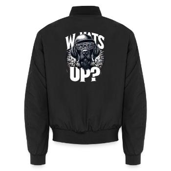 Deutsch Drahthaar Gangster Was geht ab Hund Gesche - Unisex Bomberjacke - Schwarz - Hinten - AI Model Male 185 light (185cm)