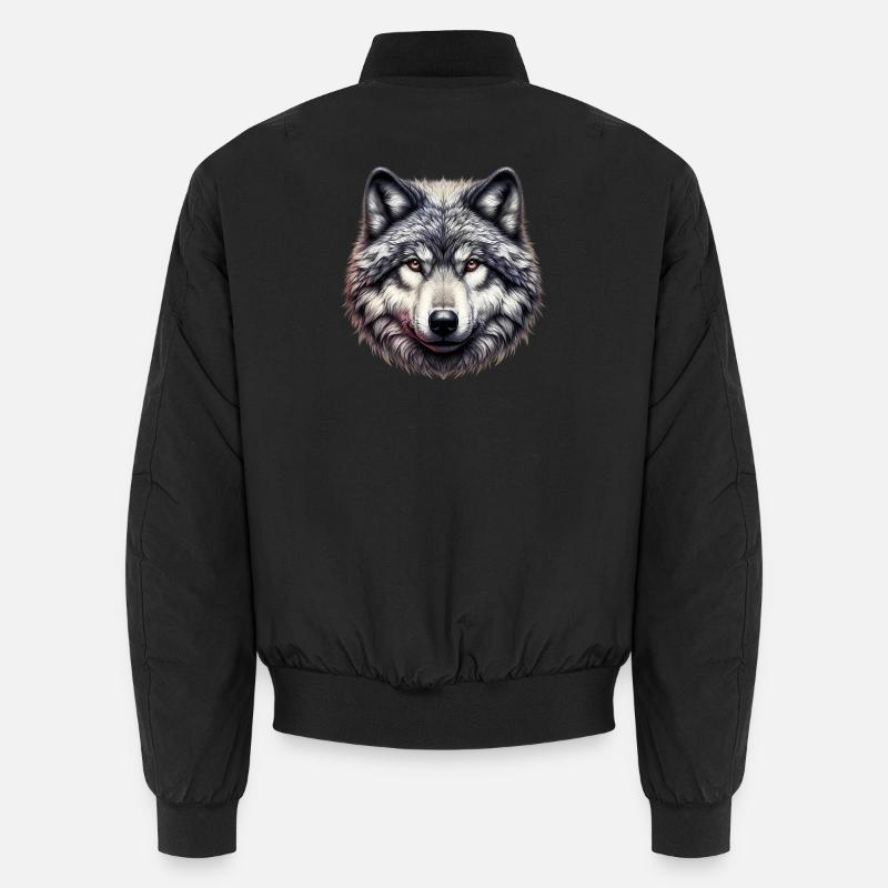 Wolf - Unisex Bomber Jacket - black