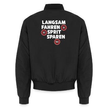 Gas Station Energy Refueling Statement Electricity Drive - Unisex Bomber Jacket - black - Back - AI Model Male 185 light (185cm)