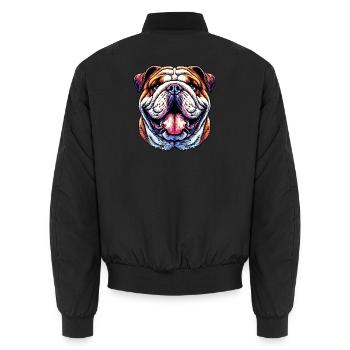 Englische Bulldogge Hund - Unisex Bomberjacke - Schwarz - Hinten - AI Model Male 185 light (185cm)