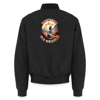 Mountainbike: Mein Herzschlag - Unisex Bomberjacke - Schwarz - Hinten - AI Model Male 185 light (185cm)