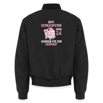 Verkäuferin 24 Geburtstag Verkaufen Beruf Spruch - Unisex Bomberjacke - Schwarz - Hinten - AI Model Male 185 light (185cm)