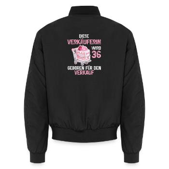 Verkäuferin 36 Geburtstag Verkaufen Beruf Spruch - Unisex Bomberjacke - Schwarz - Hinten - AI Model Male 185 light (185cm)
