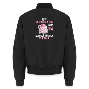 Verkäuferin 34 Geburtstag Verkauf Beruf 34 Jahre - Unisex Bomberjacke - Schwarz - Hinten - AI Model Male 185 light (185cm)