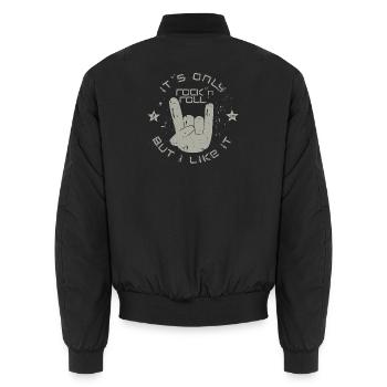 only Rock 'n' Roll - Unisex Bomber Jacket - black - Back - AI Model Male 185 light (185cm)