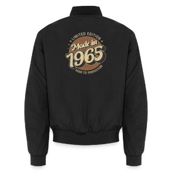 Made in 1965 Vintage Retro Limited Edition - Unisex Bomber Jacket - black - Back - AI Model Male 185 light (185cm)