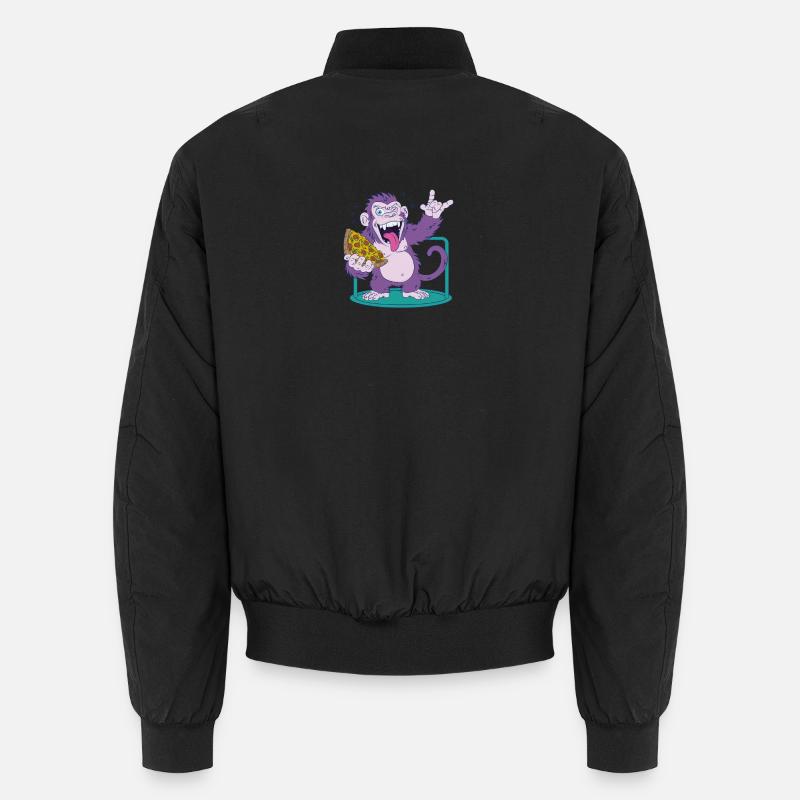 Pizza: Monkey makes it better! - Unisex Bomber Jacket - black