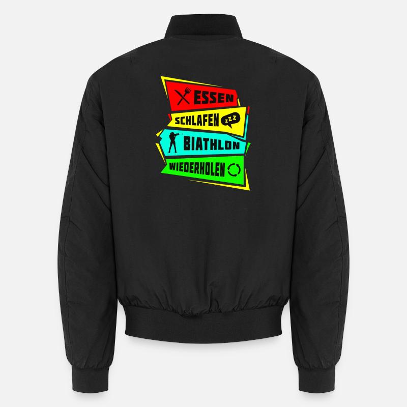 Eat Sleep Biathlon Repeat - Unisex Bomber Jacket - black
