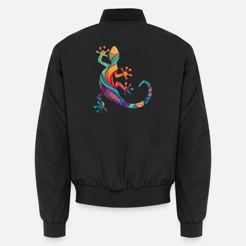Mandala Gecko - Unisex Bomber Jacket - black
