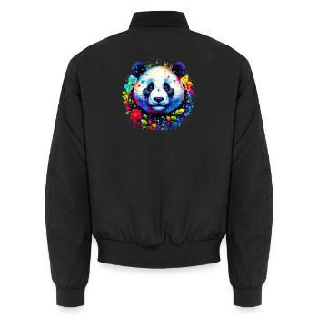 Panda - Unisex Bomber Jacket - black - Back - AI Model Male 185 light (185cm)