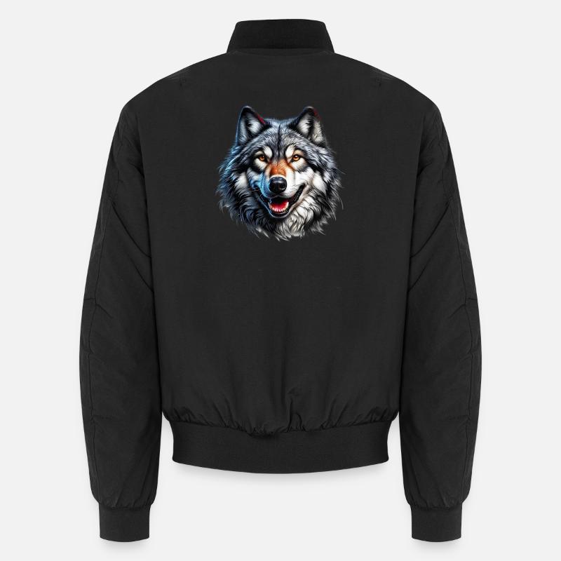 Wolf - Unisex Bomber Jacket - black