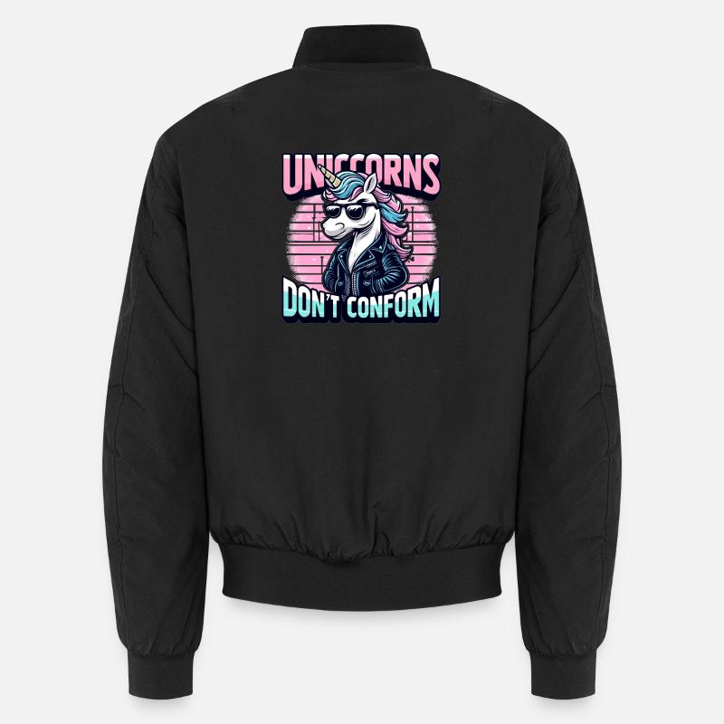 Unicorns Don’t Conform – Rockabilly Einhorn Design Unisex Bomberjacke