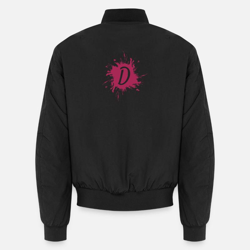 Letter D - initial letter D - Unisex Bomber Jacket - black