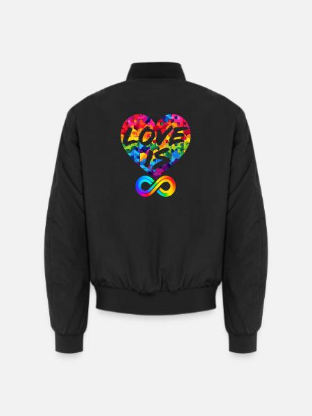 LIEBE IST UNENDLICH, LIEBESPUZZLE, LGBTQIA+ - Unisex Bomberjacke - Schwarz