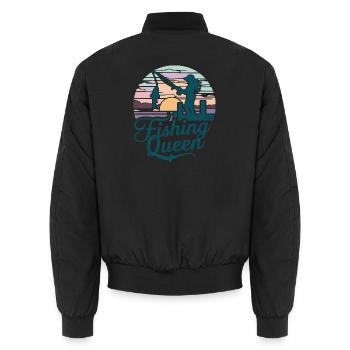 Fishing Queen - Sunset Silhouette - Unisex Bomber Jacket - black - Back - AI Model Male 185 light (185cm)