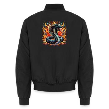 motif de serpent cobra coloré avec flammes - Bomber unisexe - noir - Dos - AI Model Male 185 light (185cm)