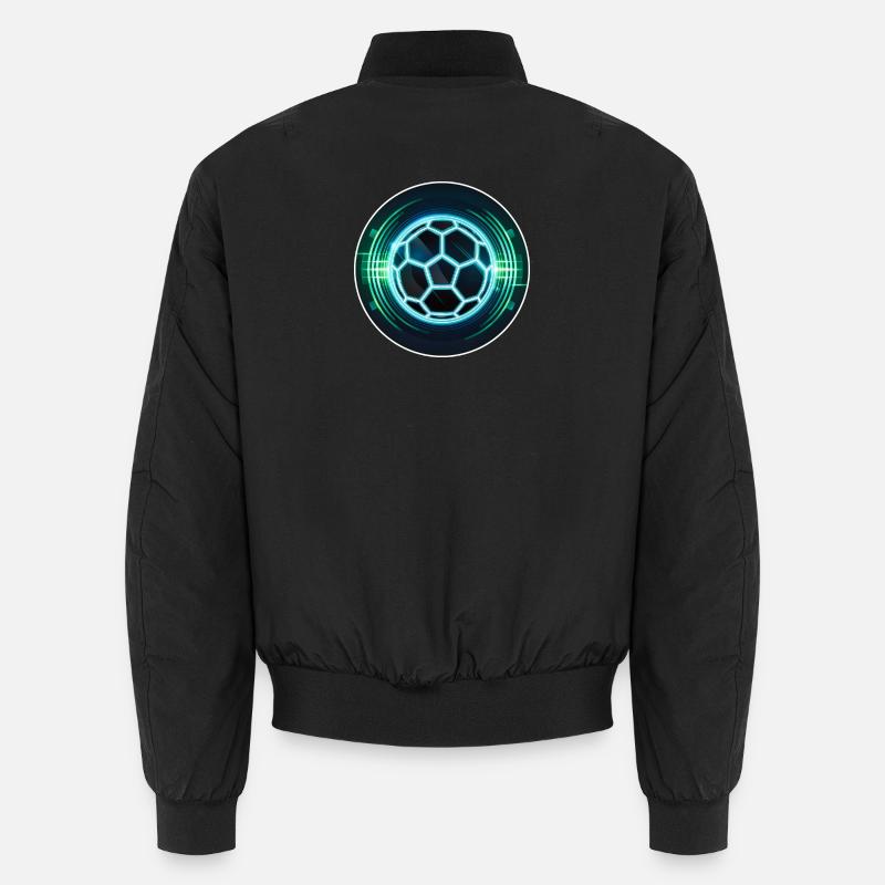 Futuristic Neon Football Logo - Unisex Bomber Jacket - black