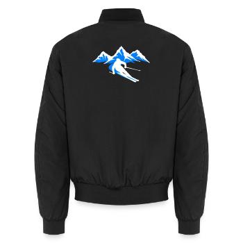 Mountain Fun on the slopes Skiing Winter sports Cold ice - Unisex Bomber Jacket - black - Back - AI Model Male 185 light (185cm)