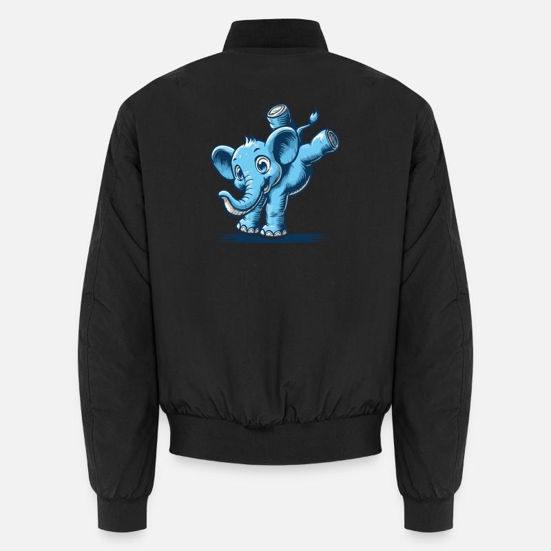 éléphant de dessin animé bleu faisant le poirier Bomber unisexe