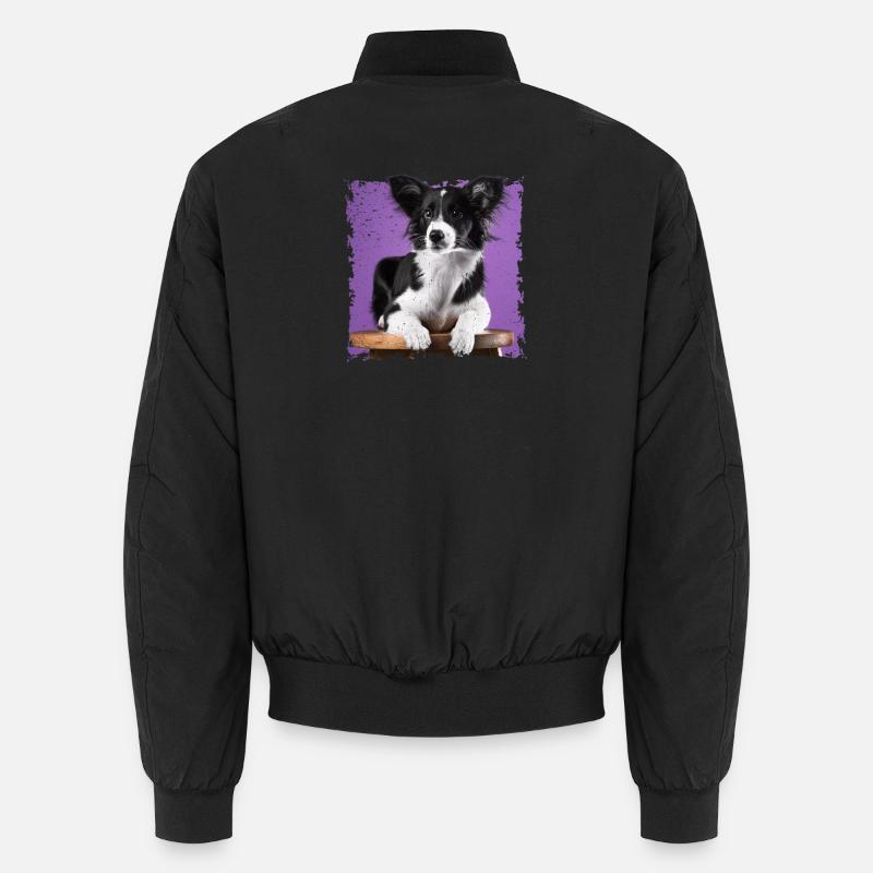 Dog sitting on stool - Unisex Bomber Jacket - black