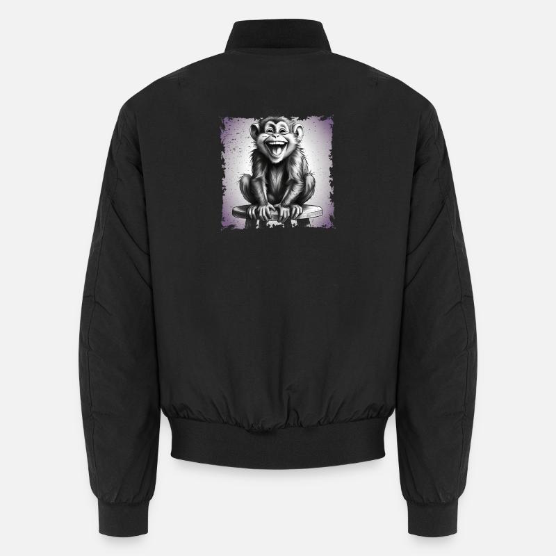Affe lachend sitzt auf Hocker - Unisex Bomberjacke - Schwarz