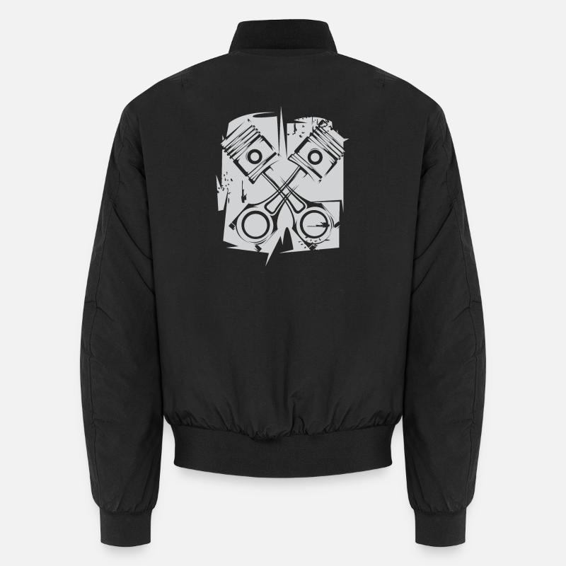 v8 Piston Engine Icon Art Illustration Logo Unisex Bomber Jacket