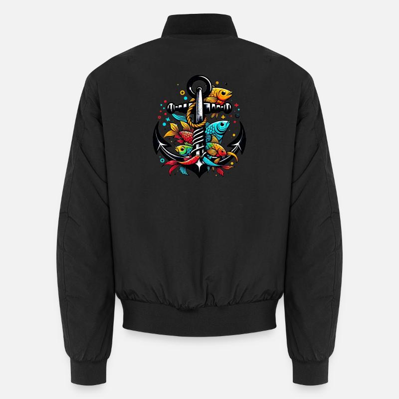 Ein Anker mit Fischen Unisex Bomberjacke