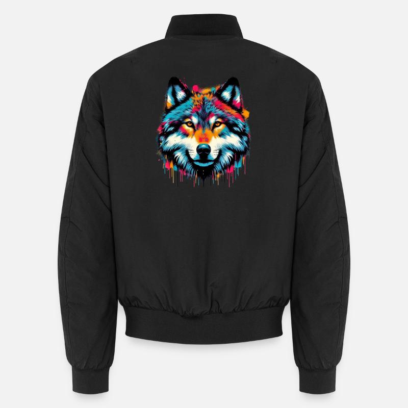 Wolf - Unisex Bomber Jacket - black
