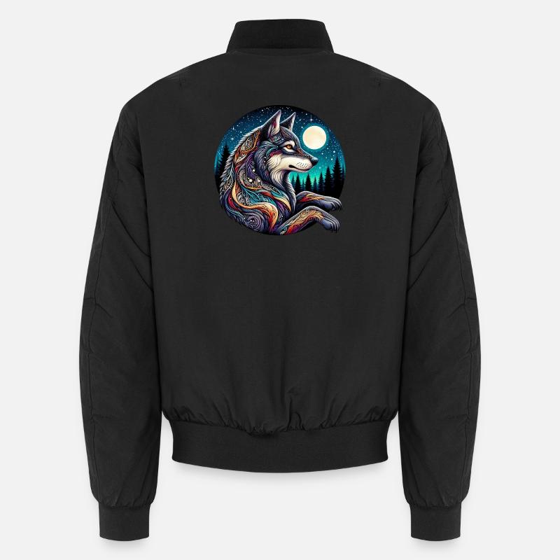 Wolf - Unisex Bomber Jacket - black