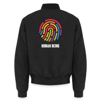 LGBTQ Pride Month - Human Being - Unisex Bomber Jacket - black - Back - AI Model Male 185 light (185cm)