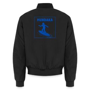 Mundaka Surfen Ikone T-Shirt Design - Unisex Bomberjacke - Schwarz - Hinten - AI Model Male 185 light (185cm)