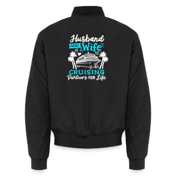 Ehemann Ehefrau Kreuzfahrt Urlaub - Unisex Bomberjacke - Schwarz - Hinten - AI Model Male 185 light (185cm)