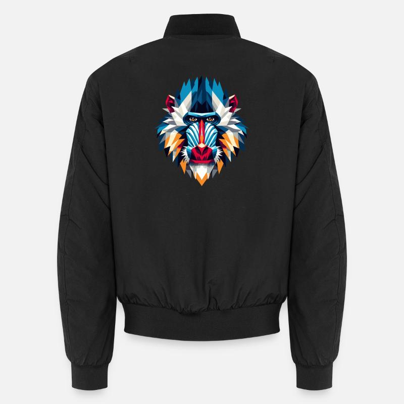 Bunter,geometrischer Mandrill Affe-Polygonen Motiv Unisex Bomberjacke