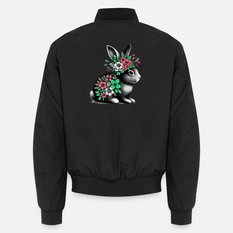 Hase mit Blumen Unisex Bomberjacke