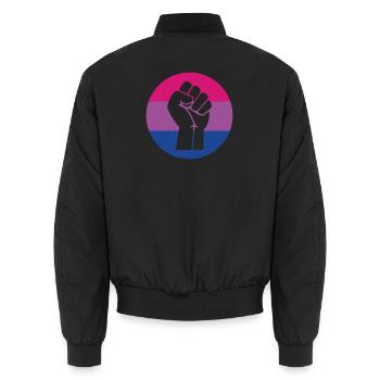 LGBTQ Pride Month - Fighting for Bisexual Equality - Unisex Bomber Jacket - black - Back - AI Model Male 185 light (185cm)