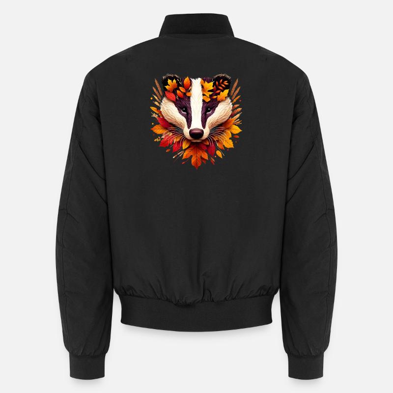 Ein Dachs, gestaltet aus verschiedenen Blättern Unisex Bomberjacke