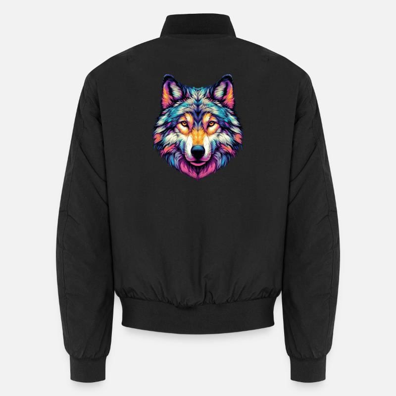 Wolf - Unisex Bomberjacke - Schwarz