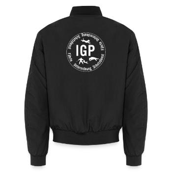 IGP Hundesport - rund, weiss - Unisex Bomberjacke - Schwarz - Hinten - AI Model Male 185 light (185cm)