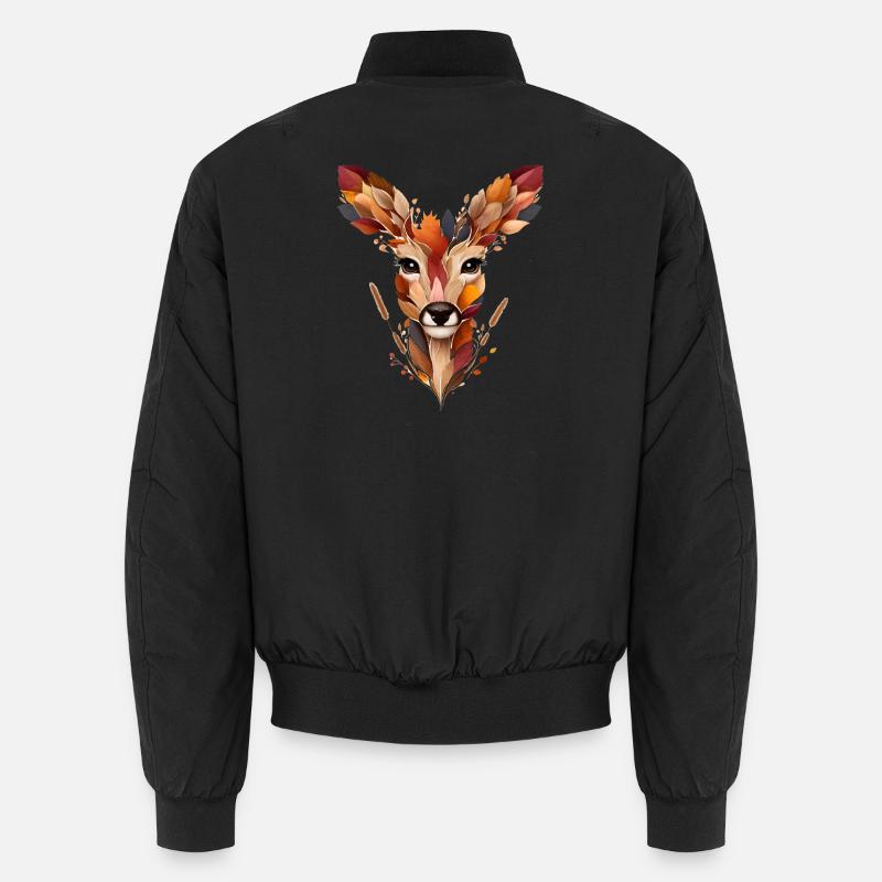 Un cerf, fait de différentes feuilles Bomber unisexe